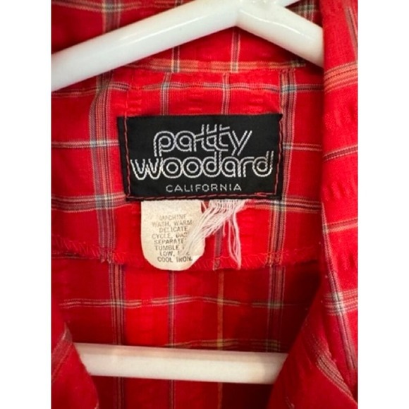 Vintage 80s Patty Woodward Red Plaid Skirt Set Button Up Short Sleeve - Picture 6 of 7